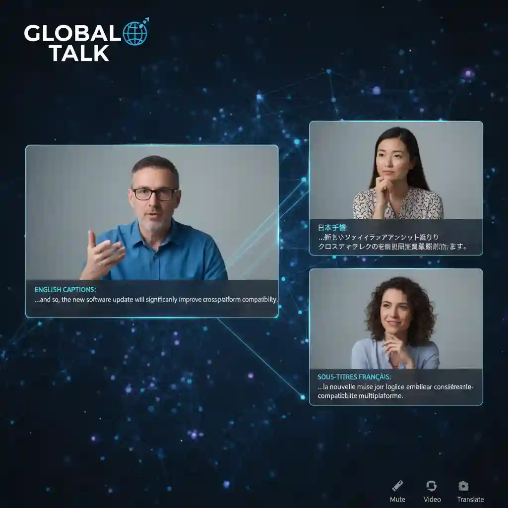 Comparison graphic showing standard captions versus zoom subtitles translation, emphasizing how translation lets international attendees read subtitles in their own languages concurrently during meetings.