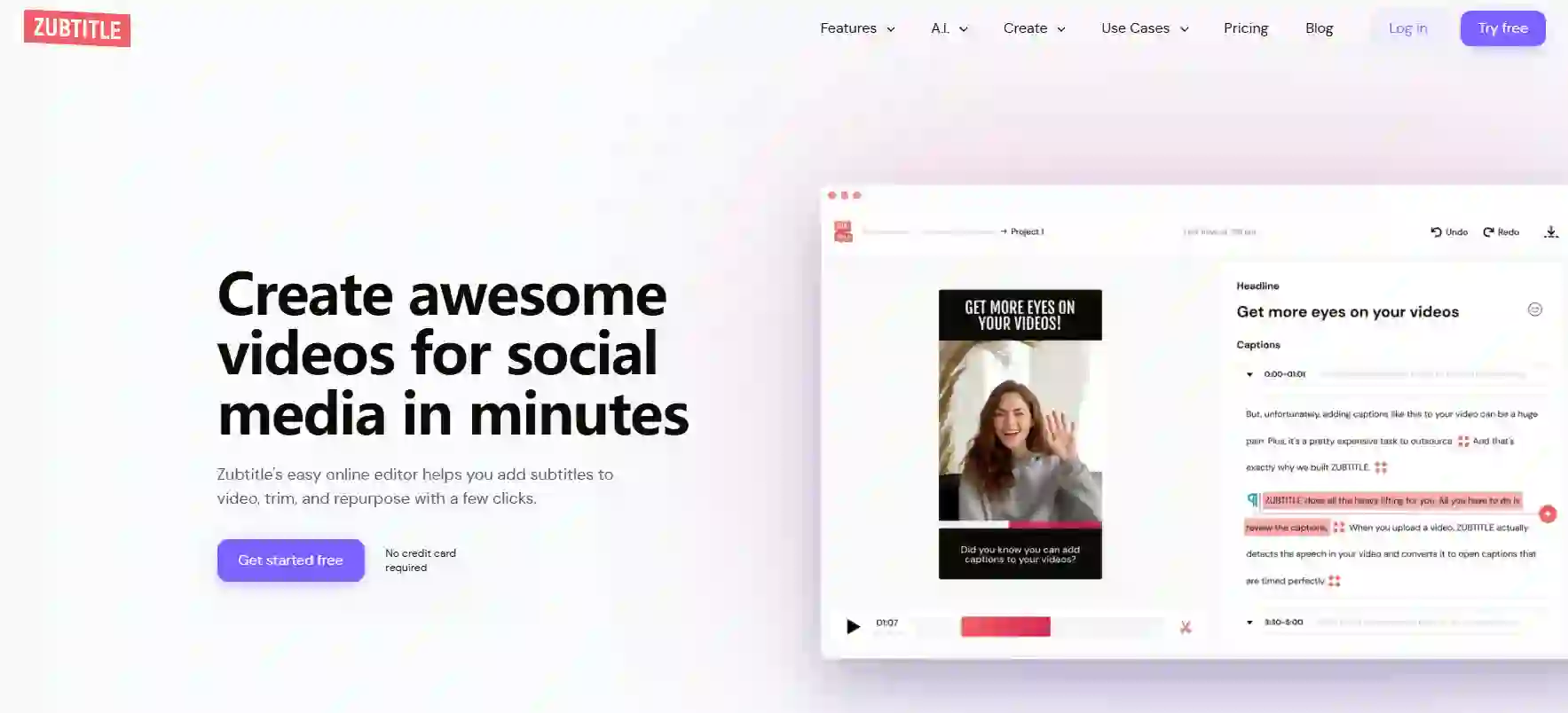 Zubtitle tool interface focused on social media subtitle styling and burn-in templates, complementing subtitling translation services when visual branding and engagement are prioritized over deep linguistic translation capabilities.