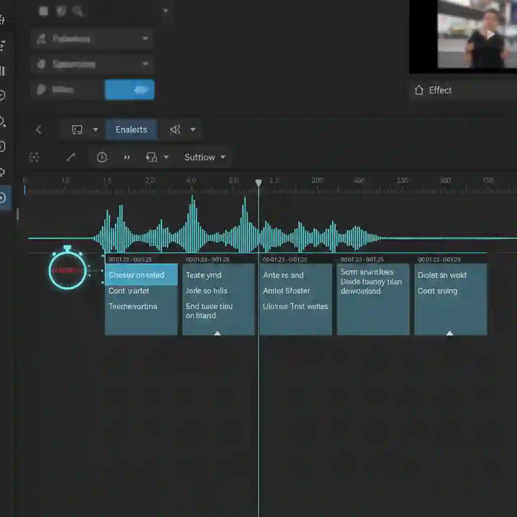 Video timeline editor with audio waveforms and subtitle blocks, highlighting precise spotting and timing standards essential for professional translation and subtitling readability, including CPL and CPS constraints.