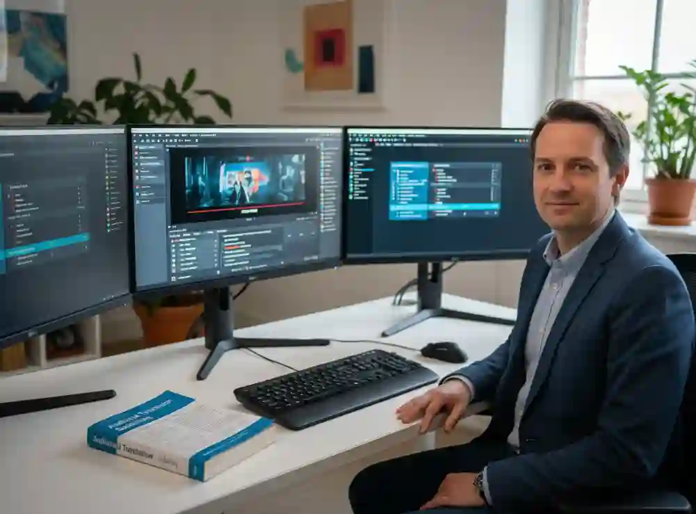 Motivational visual encouraging mastery of audiovisual translation subtitling through systematic theory, practical standards, and modern AI tools that combine precision with speed for reliable professional results.