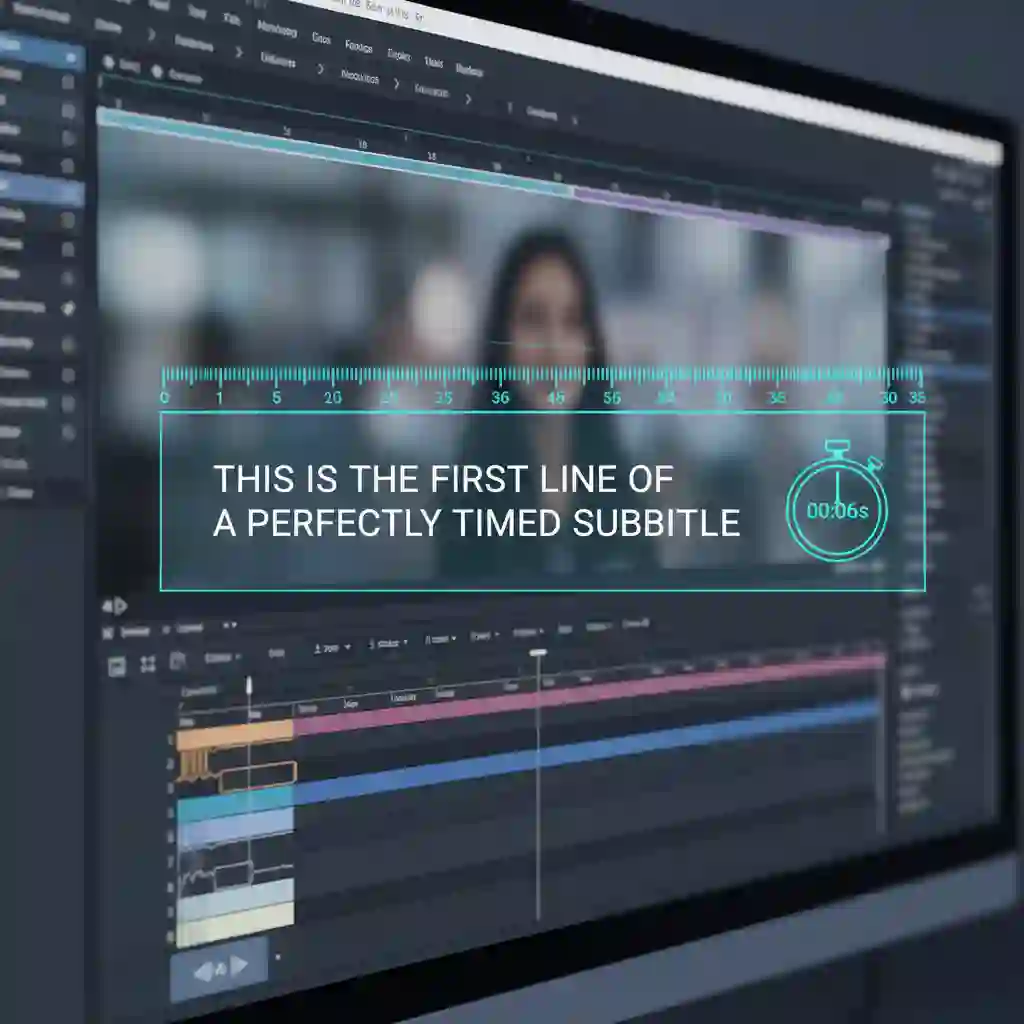 Visual summarising industry benchmarks used in audiovisual translation subtitling, including line length constraints, exposure times, segmentation rules, and accessibility considerations adopted by professional localisation and broadcast standards.