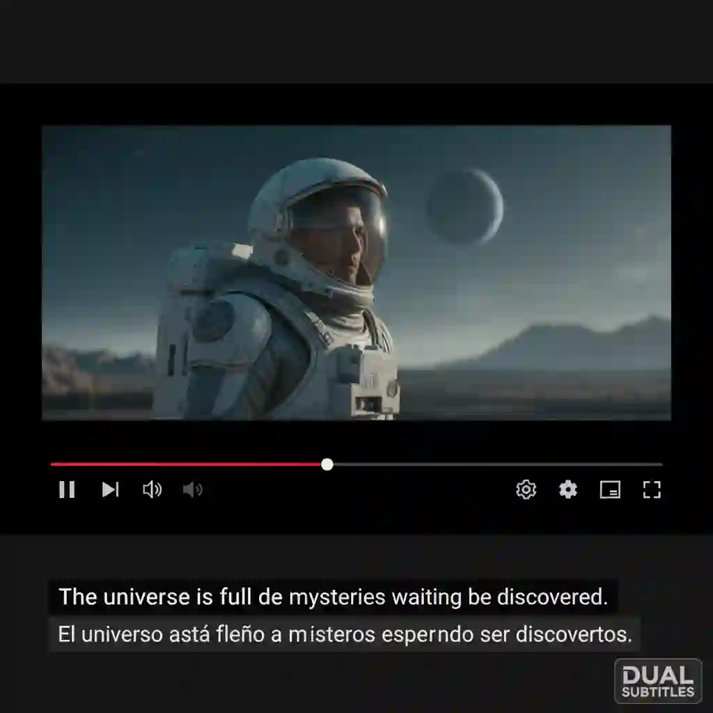 NifxMultiSubs plugin interface for Netflix showcasing bilingual subtitle display powered by a netflix subtitle translator, highlighting ease of setup, stability, and dual captions that assist learners with side-by-side comparisons during media playback.
