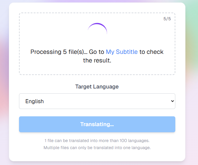 Processing status message