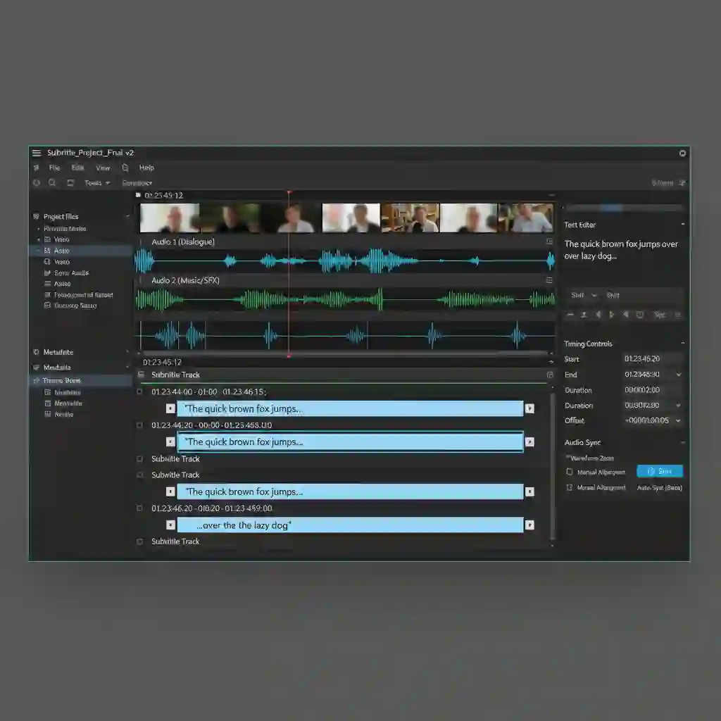 Subtitle Edit software interface with detailed timelines and waveforms, compared to a free ai subtitle translator that streamlines translation without manual copy-paste or external services.