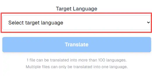 Language selection dropdown showcasing over one hundred options, underscoring the versatility of a free ai subtitle translator for global audiences and multilingual content.