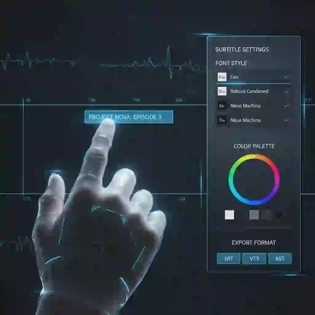 Subtitle customization dashboard illustrating essential format control to translate video subtitles ai, including fonts, positions, timing, and SRT support, ensuring polished multilingual captions and consistent branding across platforms.