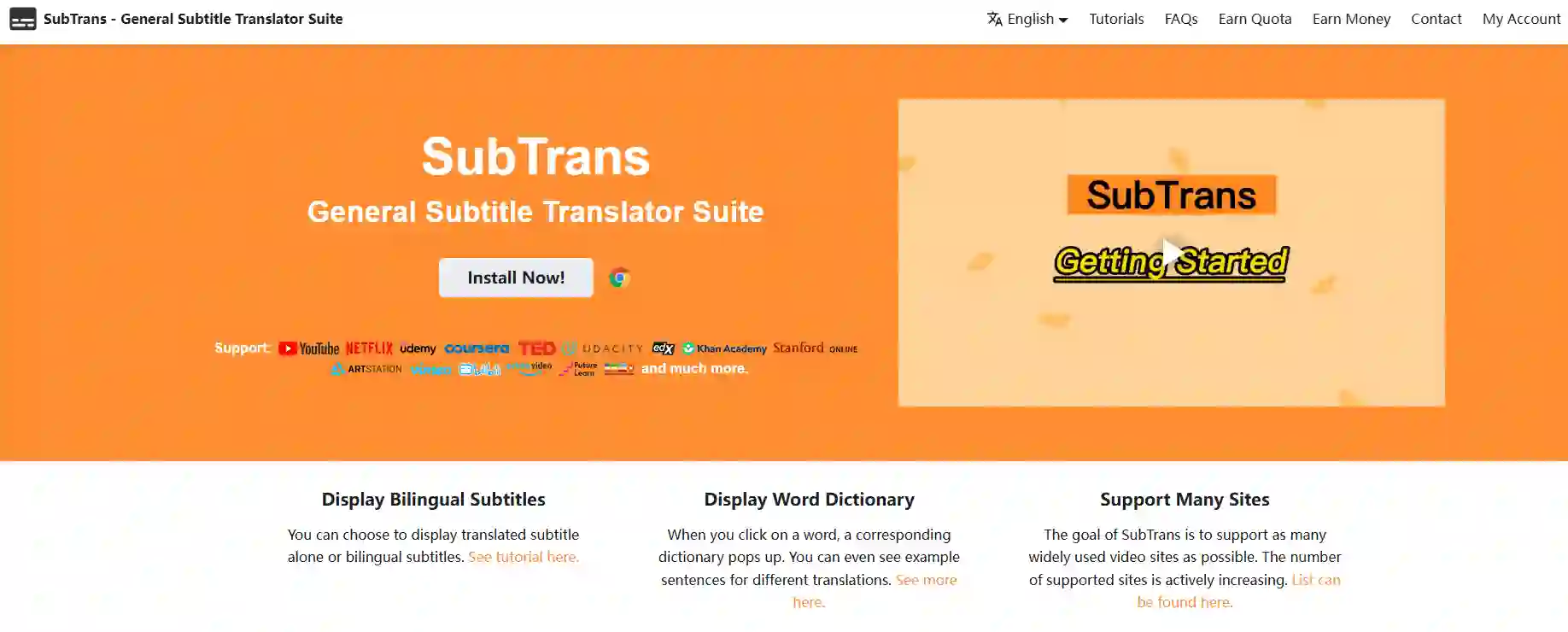 The user interface of the SubTrans mobile app, highlighting its advanced features designed to translate subtitle srt files with high accuracy using multiple AI engines for professional results.