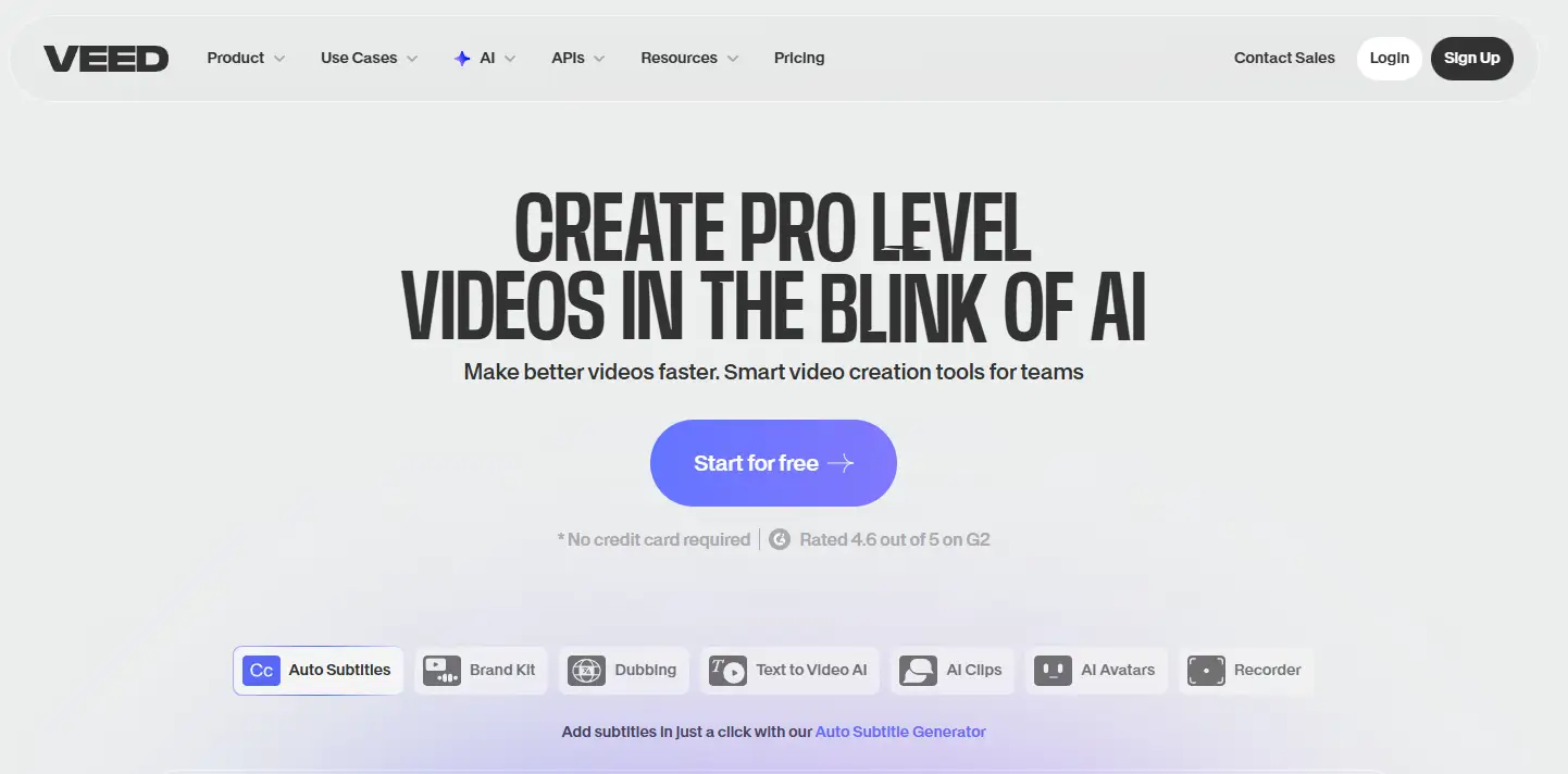 Screenshot of Veed.io workflow used when translating subtitles for short-form videos, demonstrating automatic captioning, rapid editing, and template-driven styling optimized for TikTok, Instagram Reels, and YouTube Shorts.