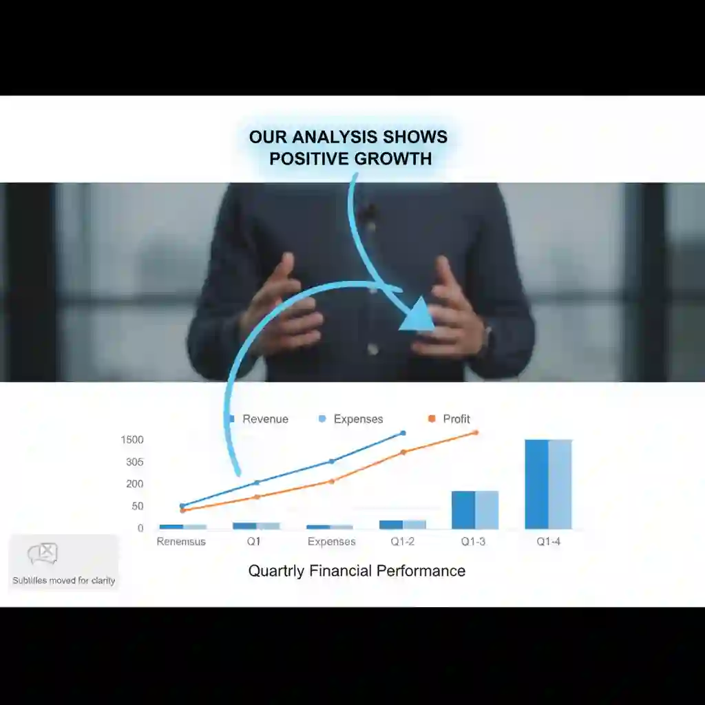 Subtitle placement strategies in translation and subtitling services, demonstrating safe areas and dynamic positioning to avoid covering key on-screen text, graphics, and important visual information during action sequences.