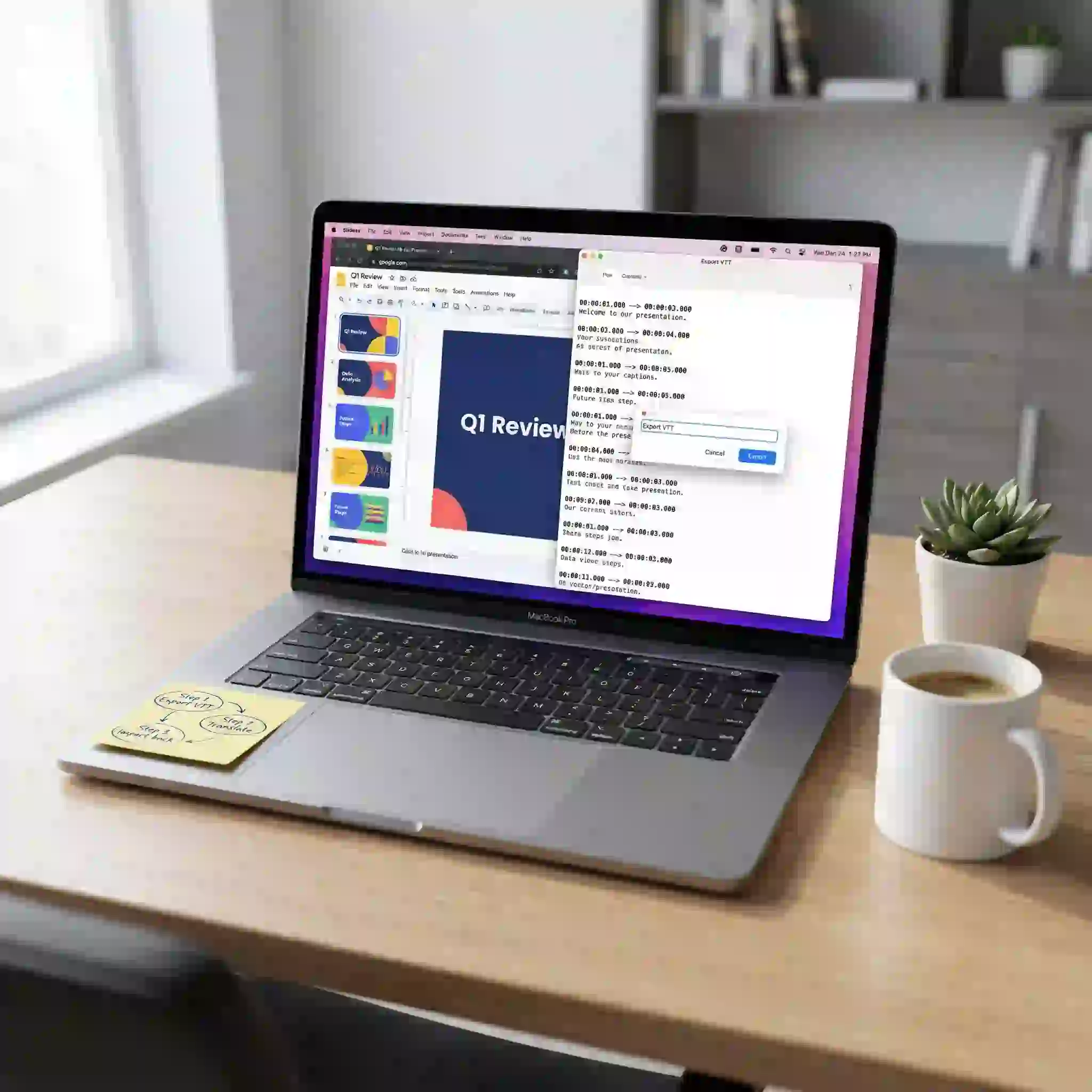 Optimize your presentations by using the best document translation software as part of a specialized workflow to translate generated VTT captions, keeping your Google Slides and intricate PPTX visual layouts completely untouched and intact.