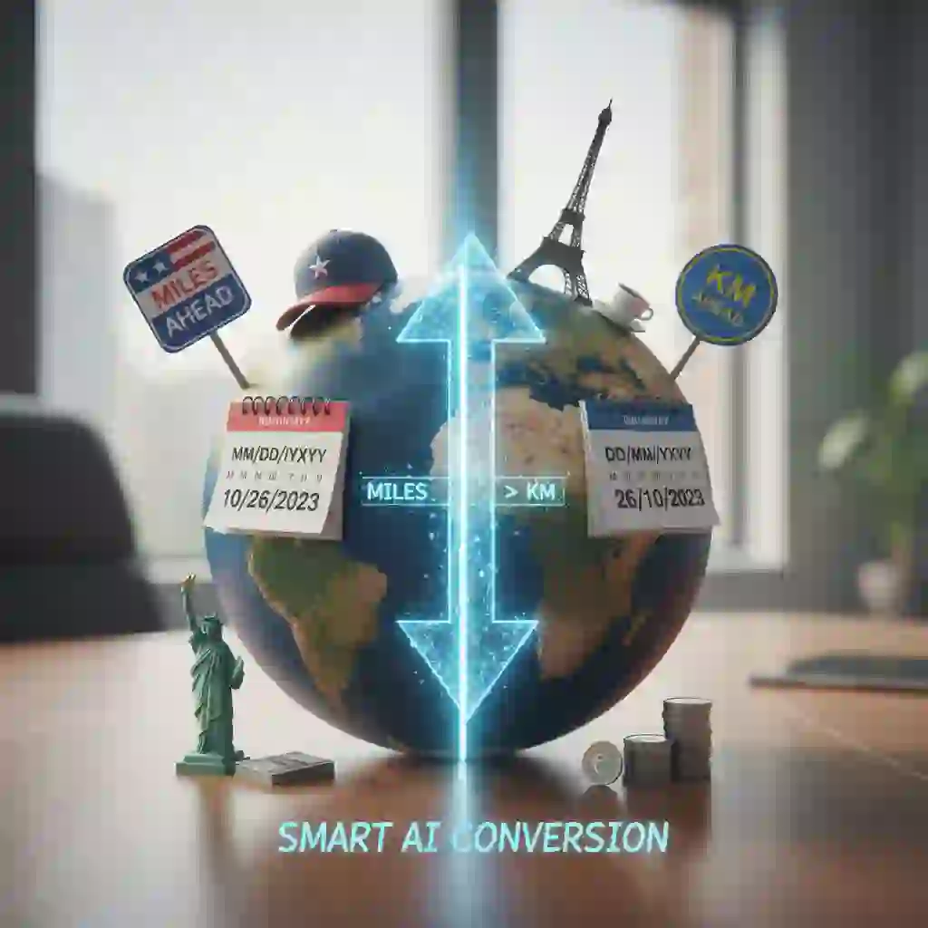 Localization example demonstrating units and date formats adjusted after ai translate subtitles, converting miles to kilometres and US dates to UK formats for clarity in the target audience’s context.