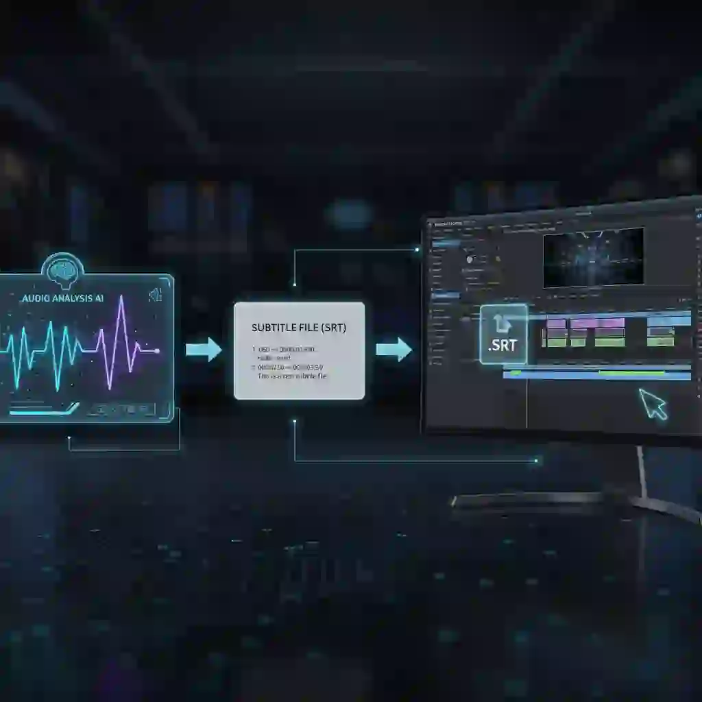 A professional video editing timeline showing the import of an SRT file, a key advanced method for those mastering how to add captions to instagram stories with perfect synchronization.