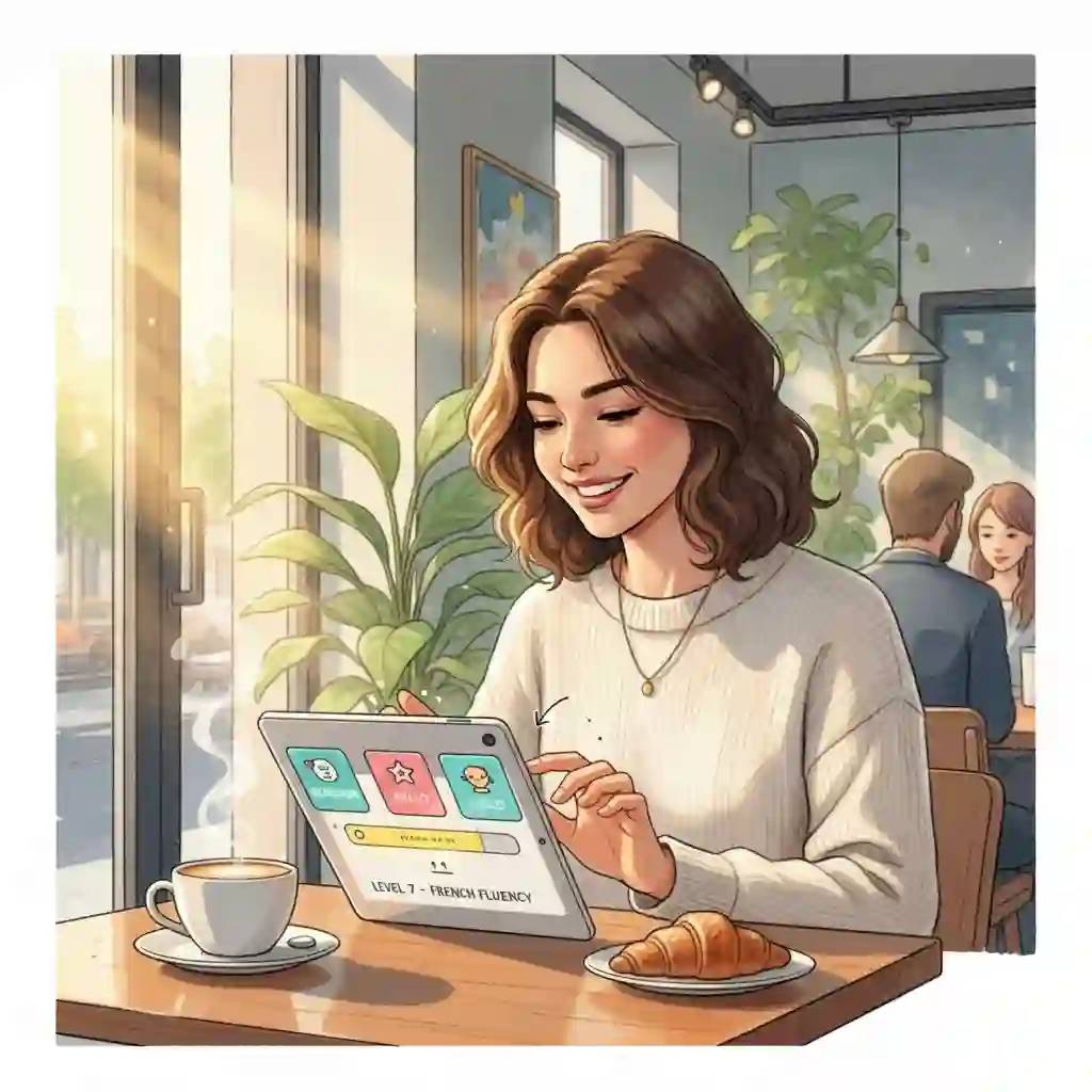 A dedicated professional utilizing a smartphone for immersion language learning during a daily commute, transforming idle travel time into a productive study session that fits seamlessly into a busy schedule.