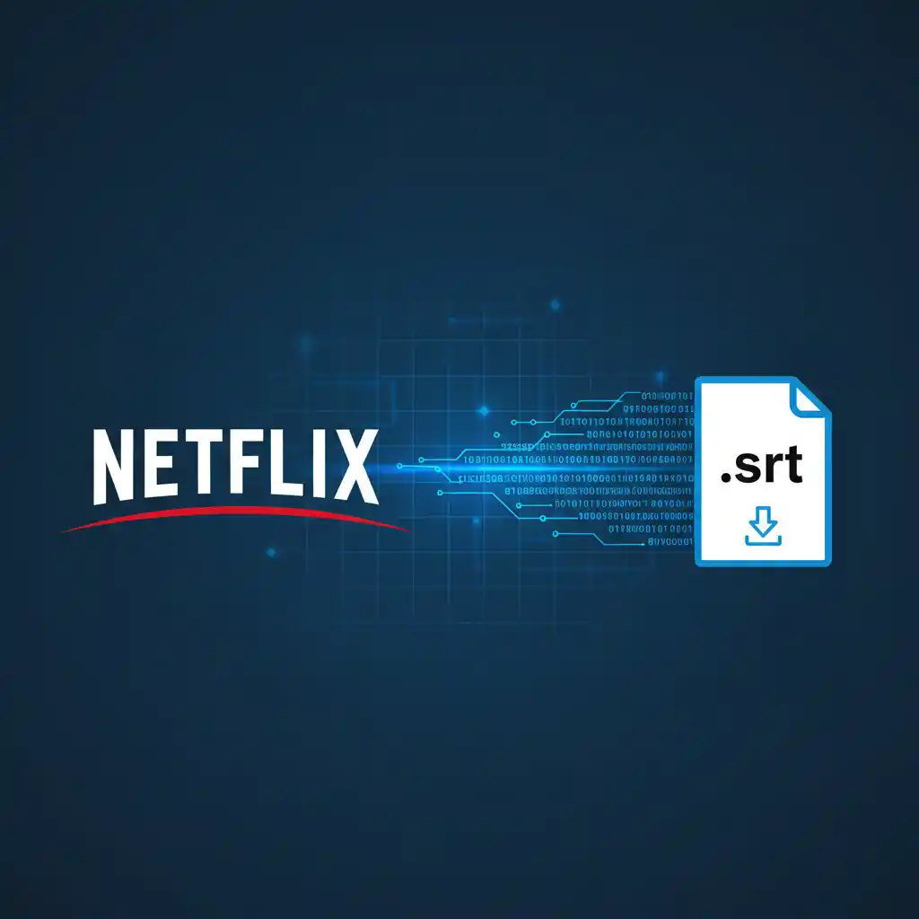 A computer screen displaying the process of downloading Netflix subtitles in .srt format using a third-party downloader tool, which is often the first step when the native netflix double subtitles feature is unavailable.
