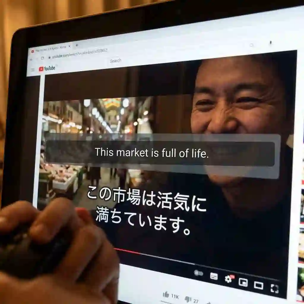 Scenario showing a user needing real-time subtitle translation on YouTube, a complex task that goes beyond the basic ability to translate page in mozilla and requires advanced tools for video content